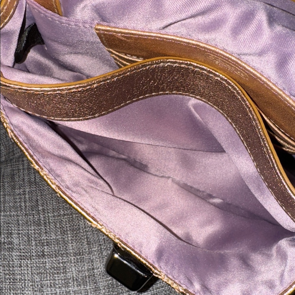 Coach Bag Madison Small Signature Embossed Gold Metallic Leather Shoulder Bag - Picture 15 of 17